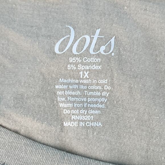 Dots Gold Butterfly Beige Long Sleeve Crew Neck 95% Cotton Plus Size 1X Beige - Picture 10 of 14